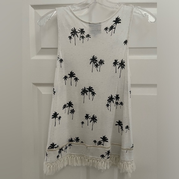 Palm tree fringed bottom sleeveless top size Small - Picture 5 of 6